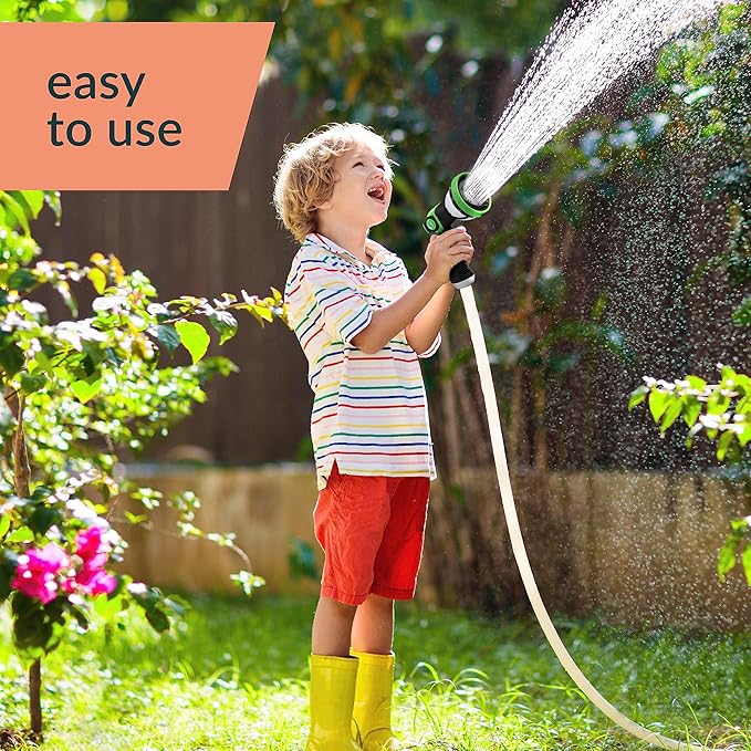 ALMA Garden Hose Nozzle Sprayer with Thumb Control On Off Valve - 10 Spray Pattern Garden Hose Sprayer Nozzle - Perfect Water Hose Nozzle for Outdoor