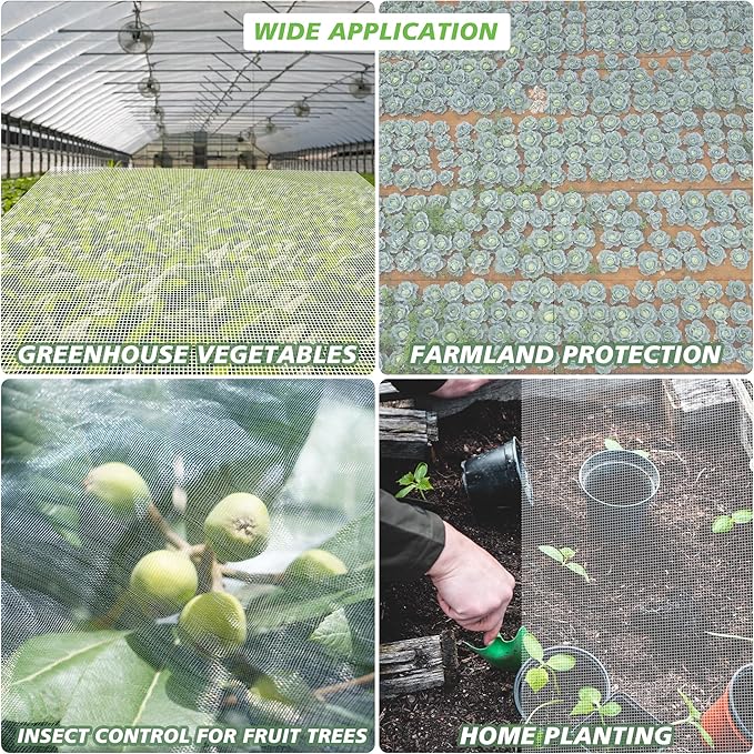 Garden Netting Mosquito Insect Birds Animals Barrier Protection Net Ultra Fine Garden Mesh Netting Plant Covers for Vegetable Plants Fruits Flowers Trees Greenhouse Row Cover(10×20 Ft)
