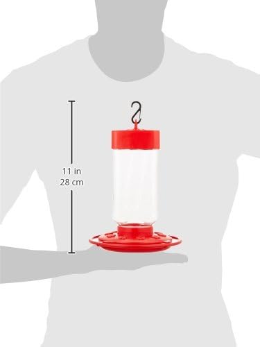 First Nature 32-Ounce Hummingbird Feeder with 10 Feeding Ports - Wide-Mouth Reservoir and Leakproof Sealing Ring - Red