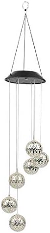 Solar Metal Orb Wind Chime Mobile - Rainbow Color Changing LED Lights, Outdoor, Weather Resistant - for Home, Garden, Decoration, Trees, Patio, Deck