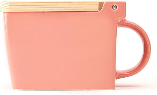 Zero Japan Bee House Premium Salt Box with Hinoki Lid - Container for Sea Salt and Spices - Elegant Cellar for Kitchen Countertop - Coral Pink, 16 oz