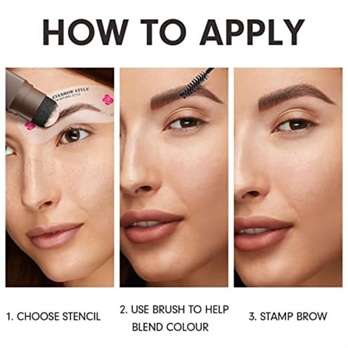 Eyebrow Stamp Stencil Kit - Eye Brow Stencil Kit for Beginners, Brow Stencil and Stamp Kit Long-lasting, Smudge-Proof & Waterproof, 24 Reusable Eyebrow Shapes Stencils for Perfect Brow (Medium)