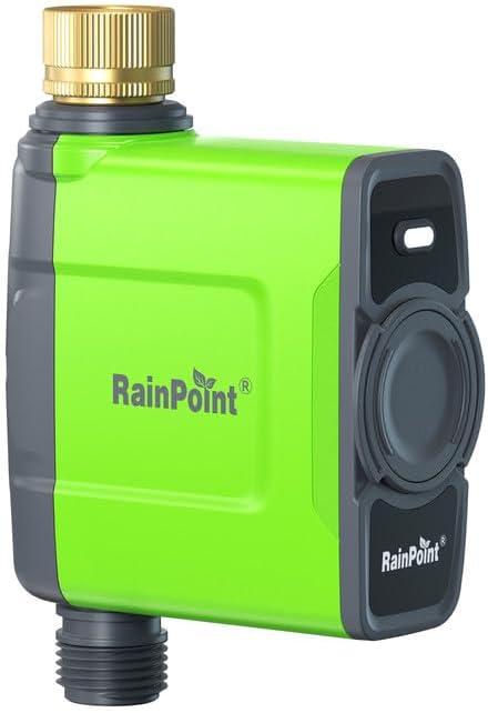 RAINPOINT WiFi Water Timer for Garden Hose, WiFi Sprinkler Controller, Smart Hose Timer Valve, Automatic Drip Irrigation System/Rain Delay for Garden/Lawn/Yard (Brass Inlet, No Gateway)