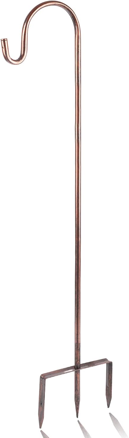 EXCMARK Shepherd Hook 48 inch 1/2 inch Thick Use at Weddings, Hanging Solar Lights, Lanterns, Bird Feeders, Metal Hanger Hook. (Bronze, 48 inch) U.S. Patent.