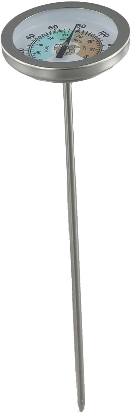 Stainless Steel Thermometer for Measuring Soil Conditions Perfect Aid for Farmers and Gardeners Alike (earthworms)