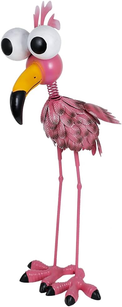 Large Flamingo Garden Statue, Metal Flamingo Outdoor Staute Waterproof, Pink Flamingo Yard Art Sculptures Decor for Yard, Lawn, Patio, Backyard