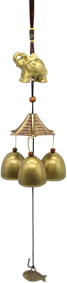 Hooshing Elephant Wind Chimes Metal Bronze Bells Feng Shui Wind Chimes for Lucky Outdoor Garden Patio Hanging Decor Gift