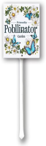 Uptell Aluminium Yard Sign Pollinator Friendly Garden Sign 8x12inch Outdoor Natural Retro Metal Signs Yard Grass Lawn Art And 12.8" Stake Kit