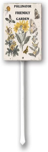 Uptell Aluminium Yard Sign Pollinator Friendly Garden Sign 8x12inch Outdoor Natural Retro Metal Signs Yard Grass Lawn Art And 12.8" Stake Kit