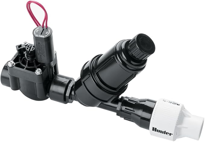 Hunter PCZ10140 Drip Zone Control Kit 1 Inch Valve with 150 Mesh Stainless Steel Filter 40 PSI Pressure Regulator for EZ Drip and Irrigation Systems ¾ Inch Outlet Fits 0.5 to 15 GPM