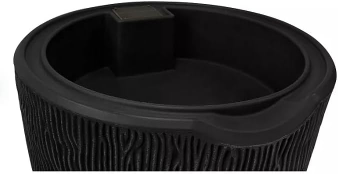 Decorative Rain Barrel with Wood Grain Texture, 90 Gallon Capacity,You can Plant an Array of Floral Arrangements, or Even a Small herb or Vegetable Garden. (Black, 90 Gallon)