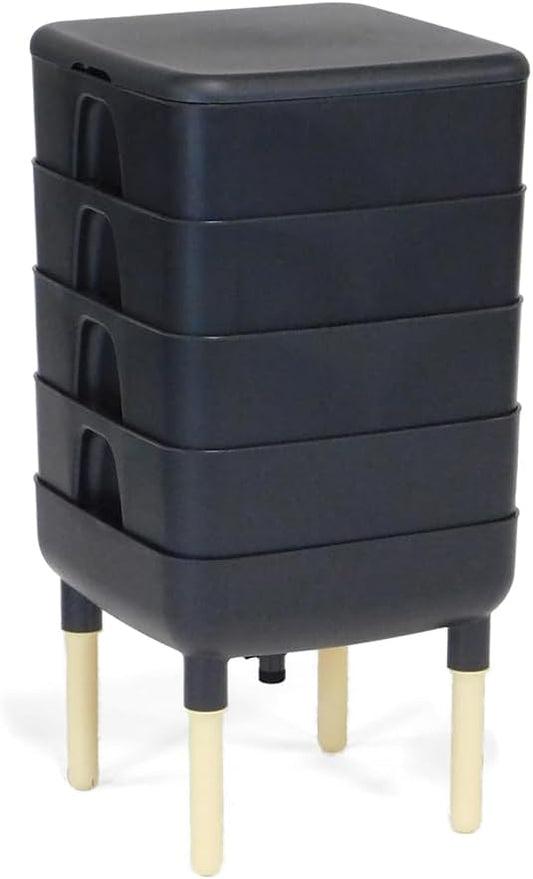 FCMP Outdoor - The Essential Living Composter, 4-Tray Worm Vermicomposter Bin, Black