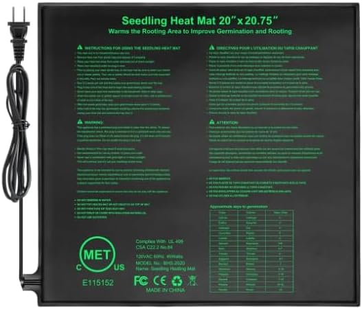 Bestio Waterproof Seedling Heat Mat, 20×20.75 in Heat Mats for Seed Starting, MET Certified Seed Mat, Suitable for Indoor Gardening, Germination