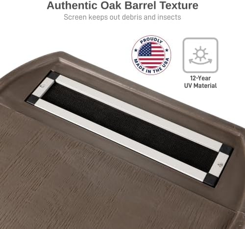 RTS Home Accents 50-Gallon Rain Barrel, Flat Back Rain Water Collection Barrel, Stand and Link Kit Included, Walnut Color (2 Pack)