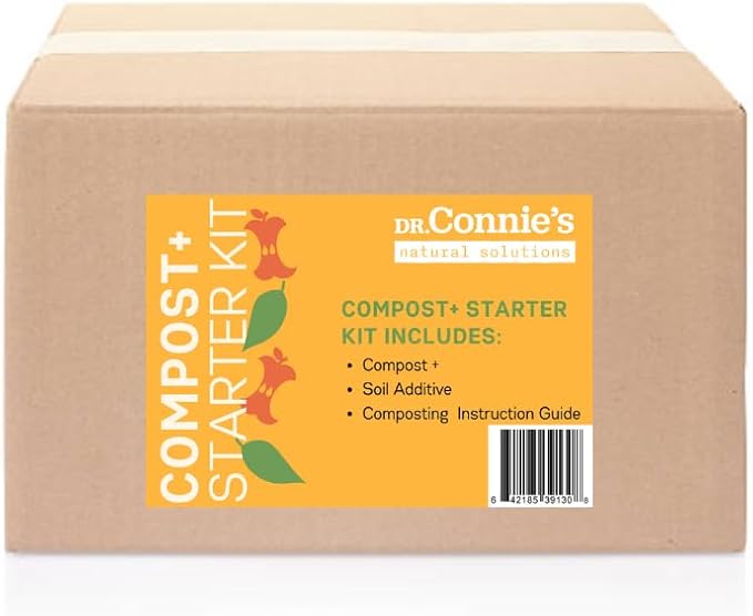 Dr. Connie's Compost+ Starter Kit | Natural Compost Starter & Accelerator | Includes Soil Additive & Composting Guide | All-Natural, Odor Control for Indoor & Outdoor Bins, Tumblers, and Piles