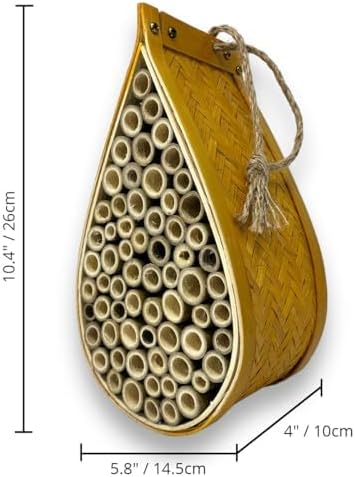 SunVara Mason Bee House for Pollinator Bees Gardering Gifts Bee Hotel