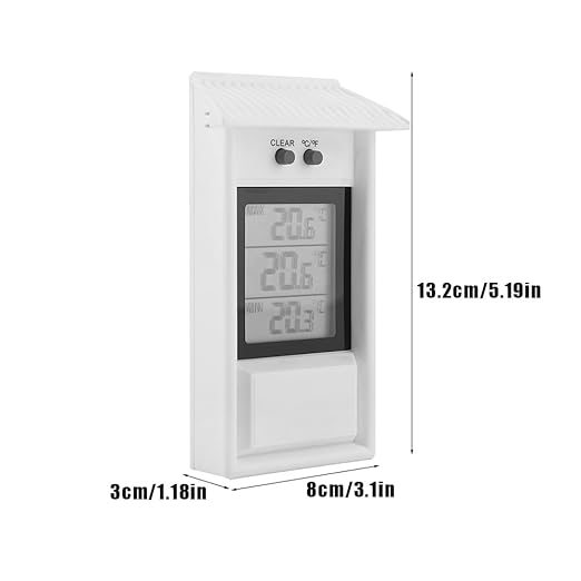 Joyzan Digital Greenhouse Thermometer, Outdoor Waterproof Max Min Temperature Meter Indoor High Low Tester Temperature Recording Weatherproof Hygrometer Gauge Monitor Wall Mounted Garden Home Growroom