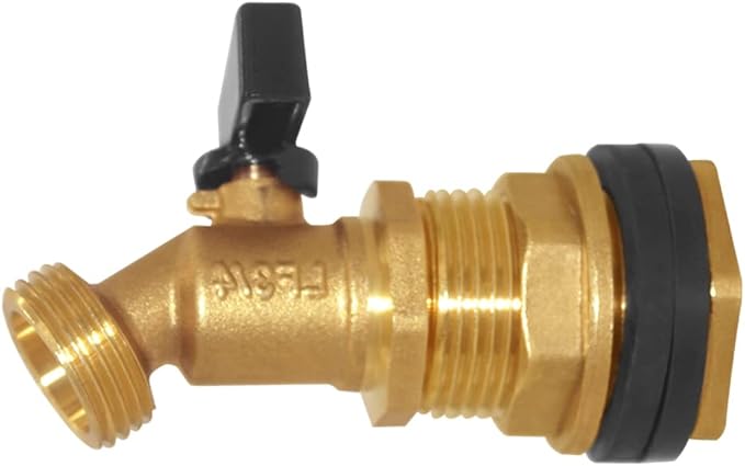 Joywayus Brass Water Container/Rain Barrel Spigot 3/4" Threaded Quarter Turn Ball Valve & 3/4" Female to 1" Male Threaded Bulkhead Fitting Water Tank Connector Fit for Garden Hose