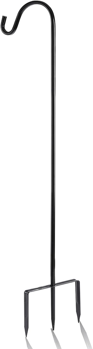 EXCMARK Shepherd Hook 48 inch 1/2 inch Thick Use at Weddings, Hanging Solar Lights, Lanterns, Bird Feeders, Metal Hanger Hook. (Black, 48 inch) U.S. Patent.