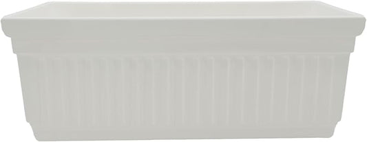 The HC Companies Venetian Window Planter Box w/Drain Plug - Long Planter Box for Windowsills, Balconies & More - Plastic Large Rectangular Outdoor Planters for Herbs & Flowers (24" White, Pack of 1)