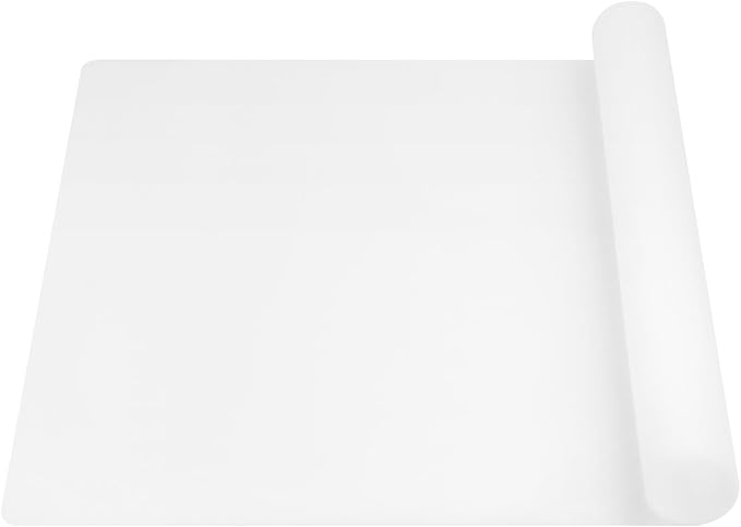 Silicone Mat for Kitchen Counter - Cuttte 23.62" x 15.75" Large Heat Resistant Mats for Countertop, Anti-slip Quartz Countertop Protector for Air Fryers Coffee Pots(White Translucent)