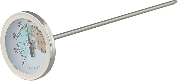 Stainless Steel Thermometer for Measuring Soil Conditions Perfect Aid for Farmers and Gardeners Alike (earthworms)