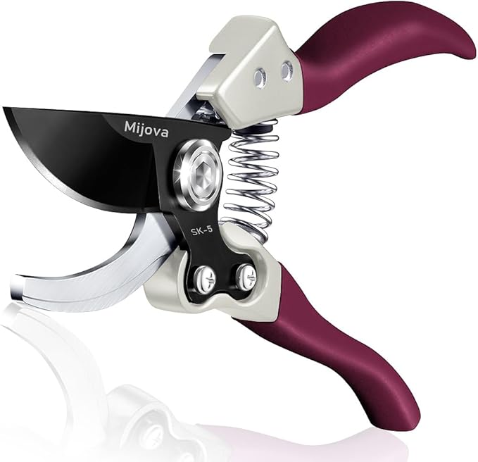 Professional Pruning Shears, Heavy Duty Garden Scissors & Flower Trimmers, Ultra Sharp Japanese SK5 Blade, Ergonomic Handle, Garden Pruners with Arthritis, Perfect Gardening Clippers (purple)