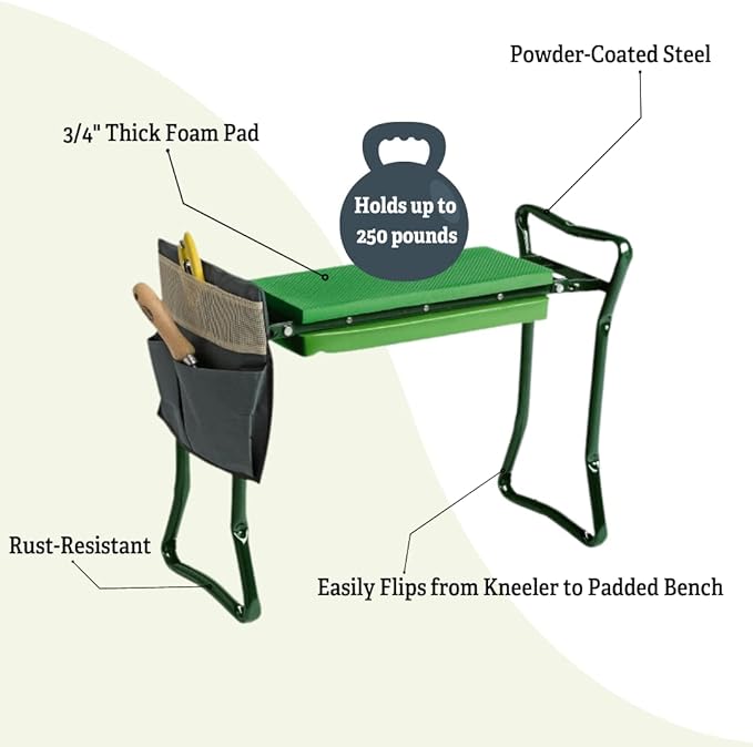 Gardener's Supply Company Garden Kneeler and Portable Stool | Extra Wide & Soft Kneeler for Outdoor Flower Beds and Raised Bed Planting | Ideal Gardening Gifts for Grandparents & Senior Gardeners