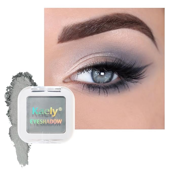 Kaely Pressed Single Eyeshadow Makeup, Smoky Gray Matte Highly Pigmented Monochrome Eye Shadow Palette, Waterproof Neutral Powde Mini Eyeshadow, sombras para ojos, Lightweight Blendable, 10