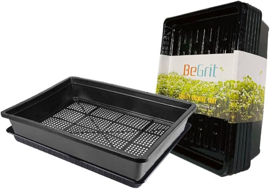 BeGrit Soil Blocking Trays 15x12 inch 5 Set/10 pcs Mesh Bottom Seed Starter Trays for Seedling, Microgreen, Soil Blocks, Wheatgrass