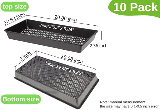 BeGrit 1020 Mesh Bottom Trays for Soil Blocking, Seedling Starter, Microgreen Plant Seed Tray 10'' x 21'' 10-Pack