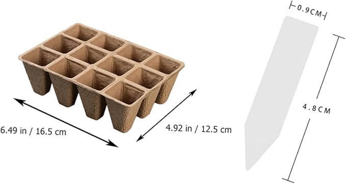 Biodegradable Pulp Nursery Pots and Planting Cases 24pcs Set with White Toppers for Seed Starting and Indoor Garden Propagation