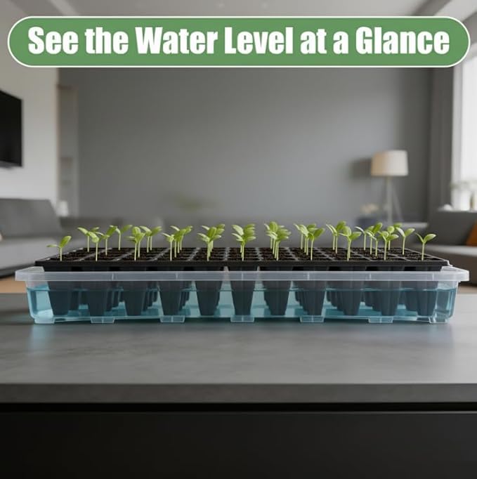 1020 Nursery Pot Trays 5 Pack, Transparent Plastic Flat Seed Starter Tray, Durable Square Seedling Starting Tray for Holding and Carrying Plant Pots (Clear)
