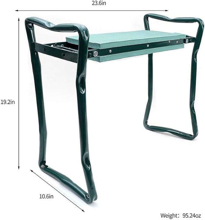 Garden Kneeler Seat Garden Stools Foldable Stool with Tool Bag Pouch EVA Foam Pad Capacity-Protects Your Knees for Gardening(Large-23.6" x 10.6" x 19.3") Tool kit（wh000005）