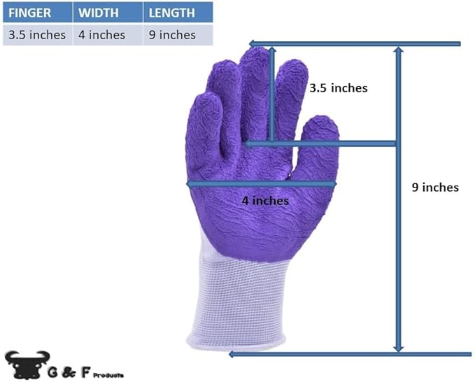 G & F Products Women’s Gardening Gloves, Micro-Foam Coated, Durable, Flexible Nylon Shell, Textured Palm for Maximum Grip