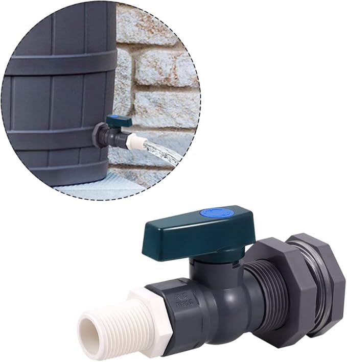2 Pack PVC Rain Barrel Spigot Kit -3/4" Rain Barrel PVC Garden with Bulkhead Fitting Garden Hose Faucet Adapter and Thread Seal Tape for Water Tanks, Aquariums, Tubs, Pool, Garden Barrel