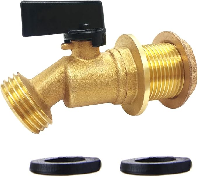 3/4" GHT Spigot for Rain Barrel Parts Kits, Brass Ball Valve with Bulkhead Fitting, Garden Hose Connector Adapter and Drain Valve DIY Kits,for 5/25/50/55 Gallon Bucket