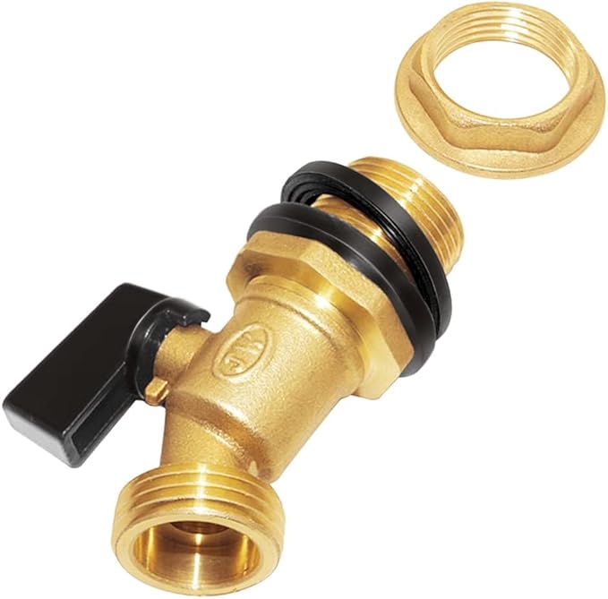 Joywayus Brass Water Container/Rain Barrel Spigot 3/4" Threaded Quarter Turn Ball Valve with Bulkhead Fitting, Suitable for Garden Hose Thread Connection (Pack of 2)