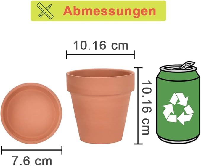 vensovo 4 Inch Terracotta Plant Pots with Saucer - 6 Pack Clay Flower Pots with Drainage, Great for Plants, Crafts, Wedding Favor
