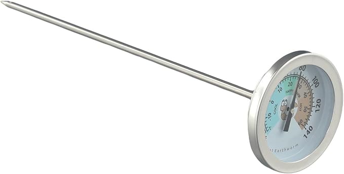 Stainless Steel Thermometer for Measuring Soil Conditions Perfect Aid for Farmers and Gardeners Alike (earthworms)