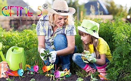 GIFTME 5 Metal Garden Decor for Outside,Cute Grasshopper Outdoor Wall Art Decorative for Backyard,Patio,Tree,Lawn(Set of 4)