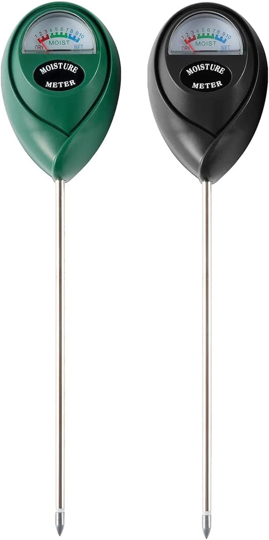 Soil Moisture Meter, 2 Pack Plant Water Meter Soil Meter Moisture Sensor Hygrometer for Indoor Outdoor Plant Care,No Battery Needed(Green + Black)