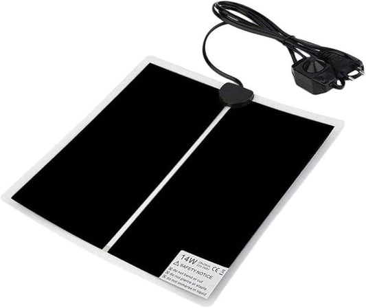 Reptile Heating Pad with Temperature Adjustment, 110V Non-Adhesive Heat Mat for Reptiles Tortoise Snakes Lizard Gecko Hermit Crab Turtle Amphibians - 14W Terrarium Heat Pad