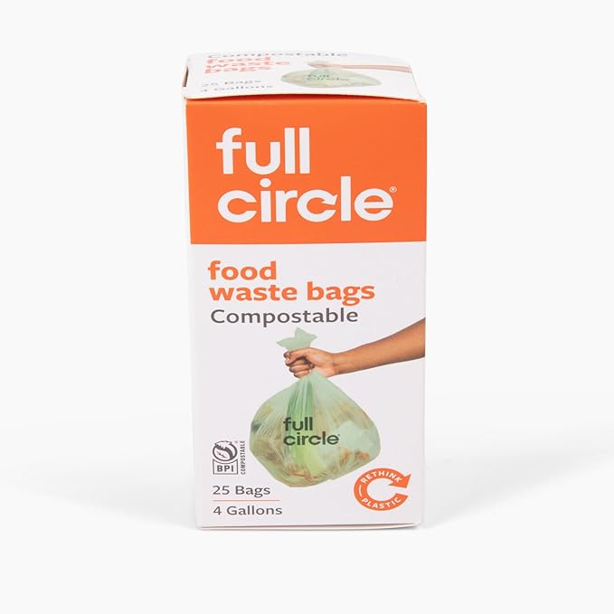 Full Circle Fresh Air Compostable Bags for Food Waste – 4 Gallon, 25ct (Pack of 1) – Plant-Based & Plastic-Free, No Microplastics, Extra-Strong Tear-Resistant