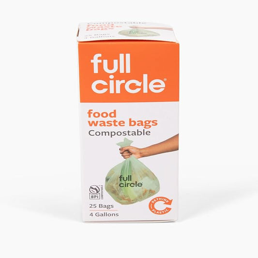 Full Circle Fresh Air Compostable Bags for Food Waste – 4 Gallon, 25ct (Pack of 1) – Plant-Based & Plastic-Free, No Microplastics, Extra-Strong Tear-Resistant