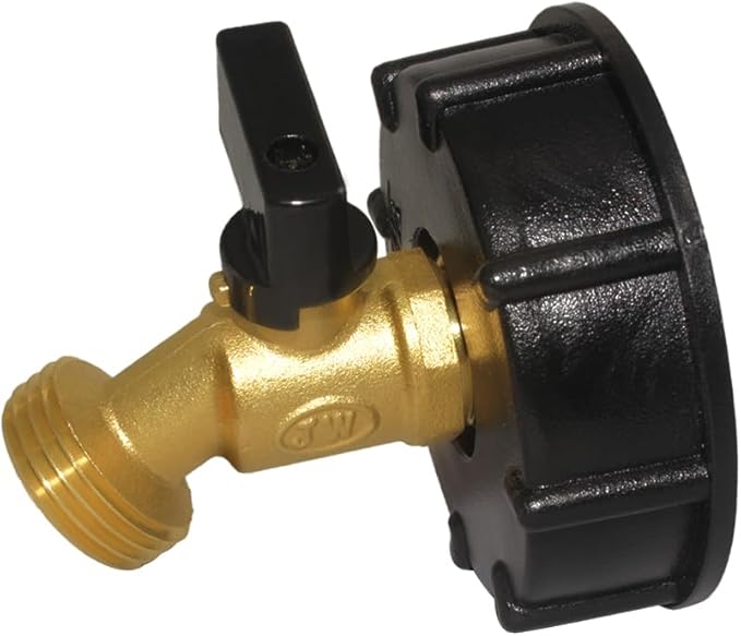 Joywayus Compatible with 275-330 Gallon IBC Tote Water Tank Adapter 2" Coarse Thread S60x6 + Brass Garden Hose Water Ball Valve Water Tank Shut-Off Valve Fitting