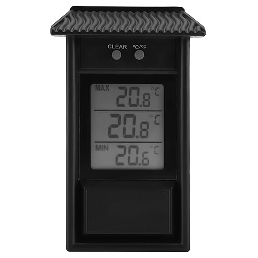 Joyzan Digital Greenhouse Thermometer, Outdoor Waterproof Max Min Temperature Meter Indoor High Low Tester Temperature Recording Weatherproof Hygrometer Gauge Monitor Wall Mounted Garden Home Growroom