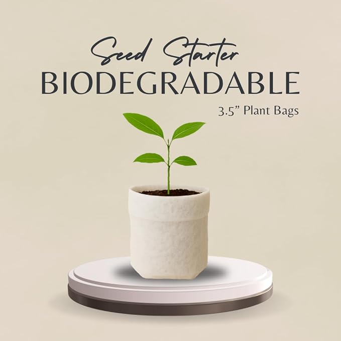 15-Pack Biodegradable Plant Grow Bags 3.5 Inch with Wooden Labels – Eco-Friendly Fabric Pots for Seedlings, Herbs, Flowers - Indoor Outdoor – Plastic-Free Gardening Gift