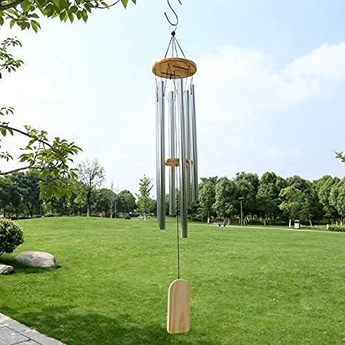 Outdoor Wind Chime, Wind Chimes Bells 6 Metal Tubes Windchime for Garden, Yard, Patio, Home Decoration and Gift, Silver Color (White Wind Chimes)