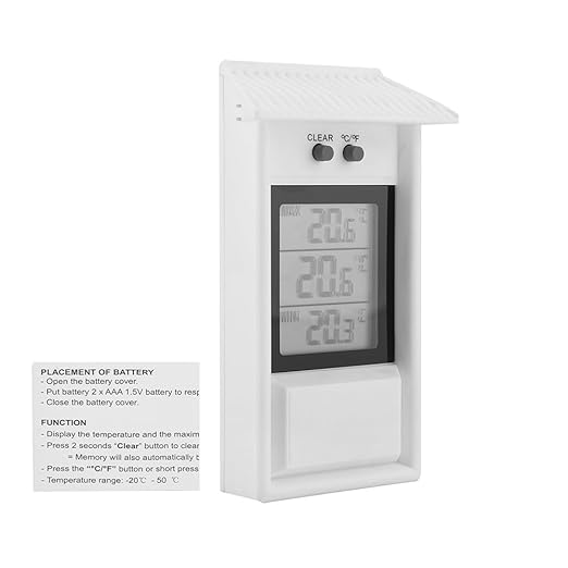 Joyzan Digital Greenhouse Thermometer, Outdoor Waterproof Max Min Temperature Meter Indoor High Low Tester Temperature Recording Weatherproof Hygrometer Gauge Monitor Wall Mounted Garden Home Growroom
